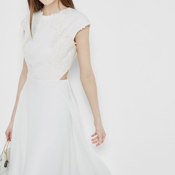 Ted Baker London Lace Appliqué Side Cutout Midi Dress (Ted Baker size 3) - Picture 1 of 8